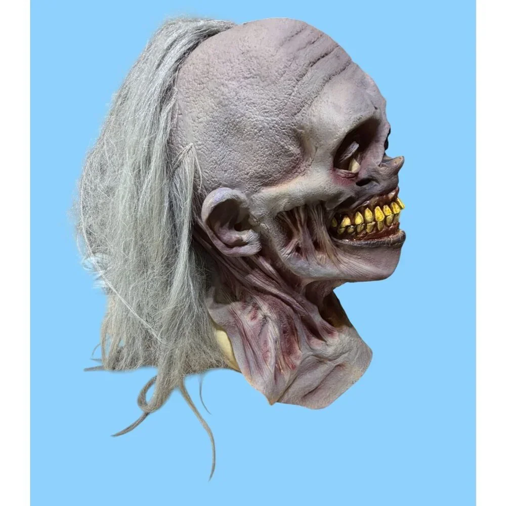 Vintage Skeleton Full Face Mask Paper Magic Group Female Long Grey Hair 1996